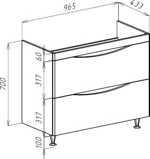 Тумба под раковину Bellezza Санриса 100см белый 00000007820